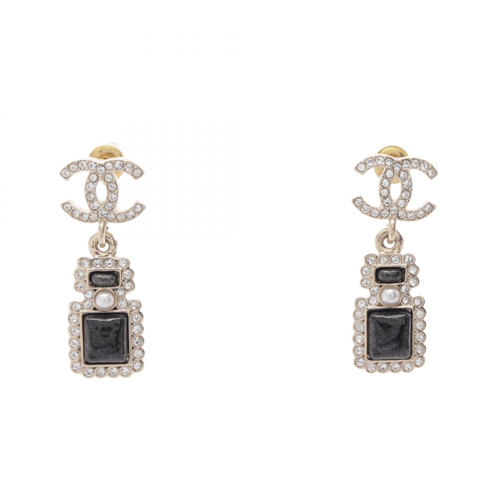 シャネル CHANEL ココマーク 香水ボトルモチーフ ピアス ジュエリー GP(ゴールドメッキ) ラインストーン / フェイクパール レディース ゴールド系 / クリア系 【中古】