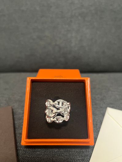Hermes Chaine D'ancre Enchainee Ring Large Model "Silver"