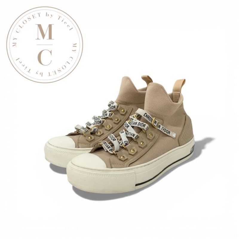 クリスチャンディオール CHRISTIAN DIOR WALK'N'DIOR スニーカー 靴 シューズ ニット レザー ピンクベージュ ロゴ