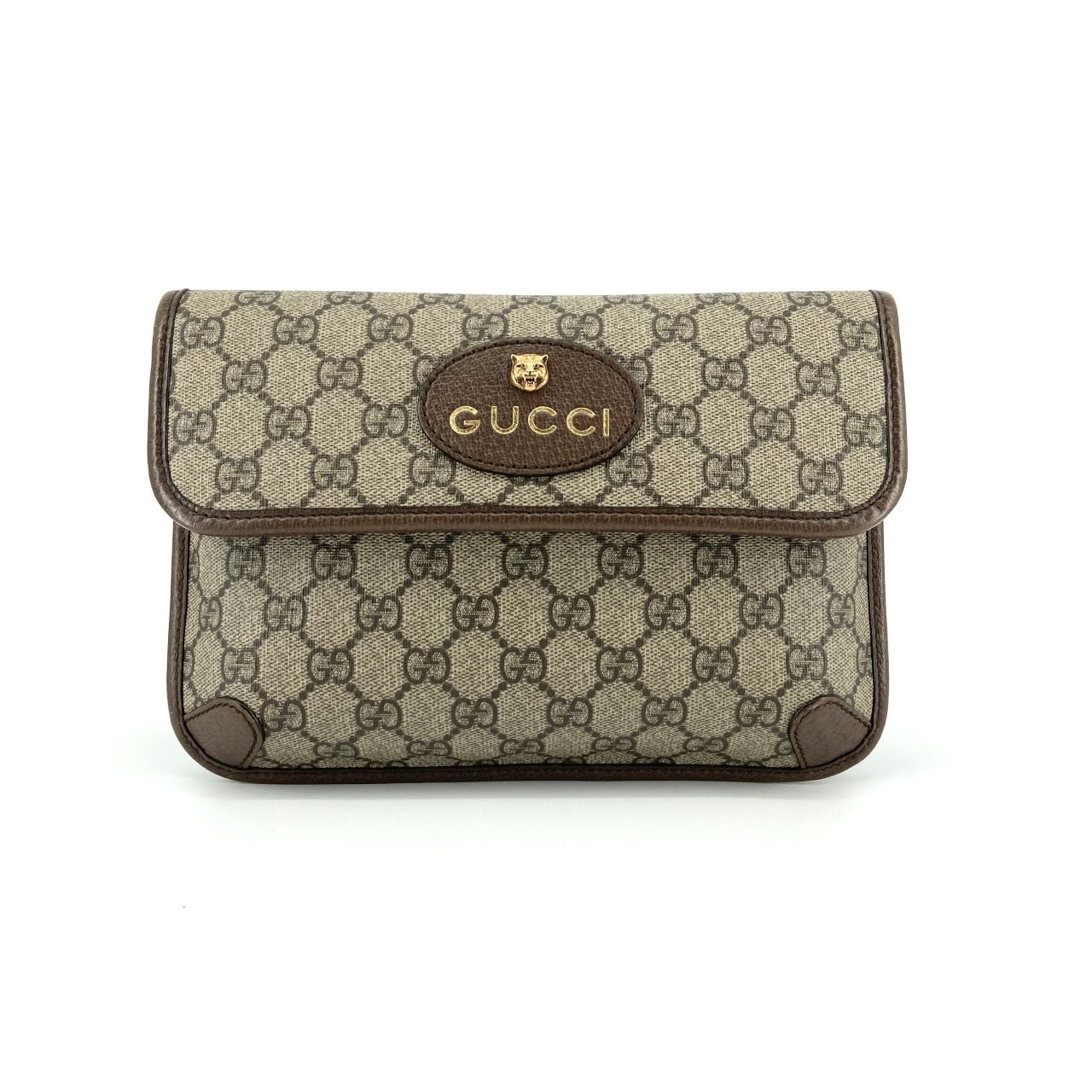 GUCCI(グッチ) ネオ ヴィンテージ GGスプリーム キャットヘッド シェリーライン 2WAY 493930 ショルダーバッグ ベージュ×ブラウン