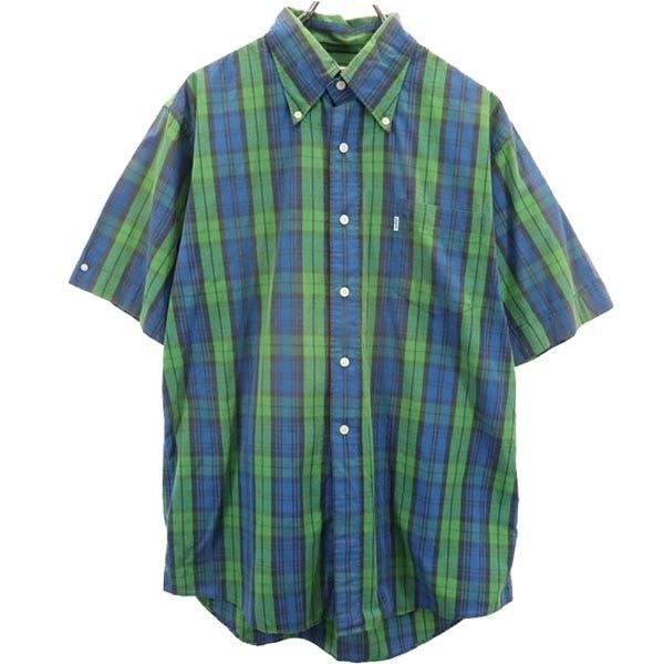 Levi's リーバイス チェック柄 半袖 ボタンダウンシャツ L グリーン×ブルー系