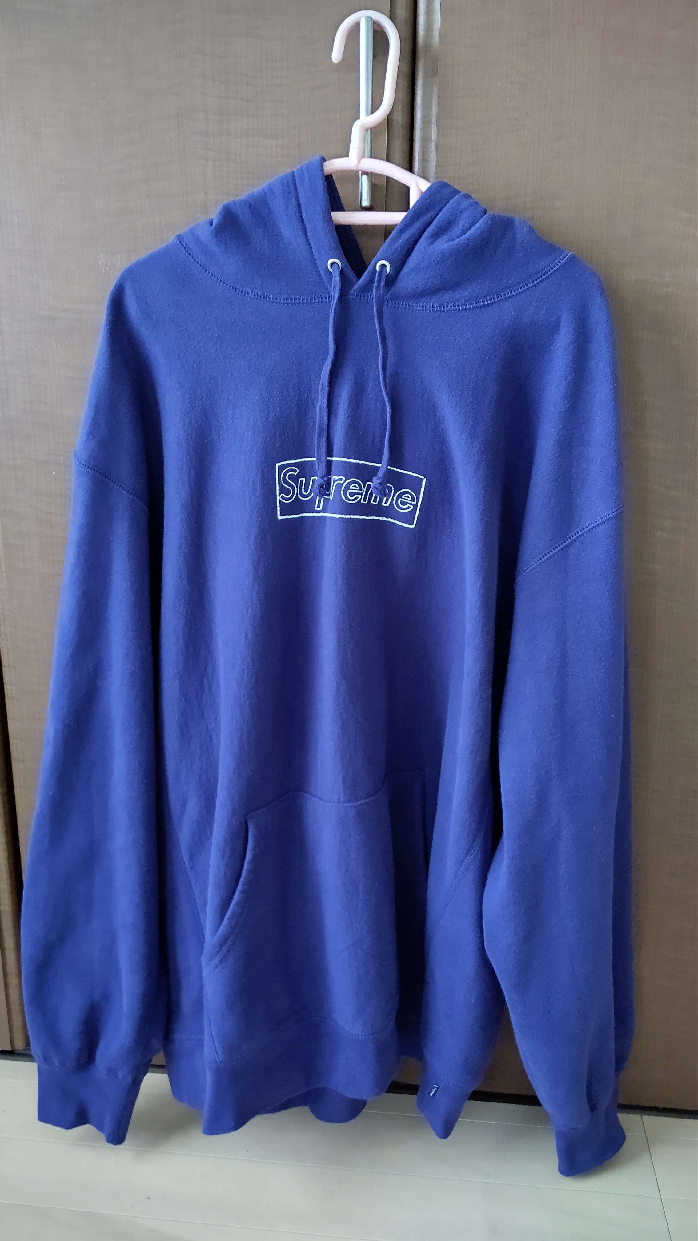 Supreme KAWS Chalk Logo Hooded Sweatshirt "Washed Navy"(2021)