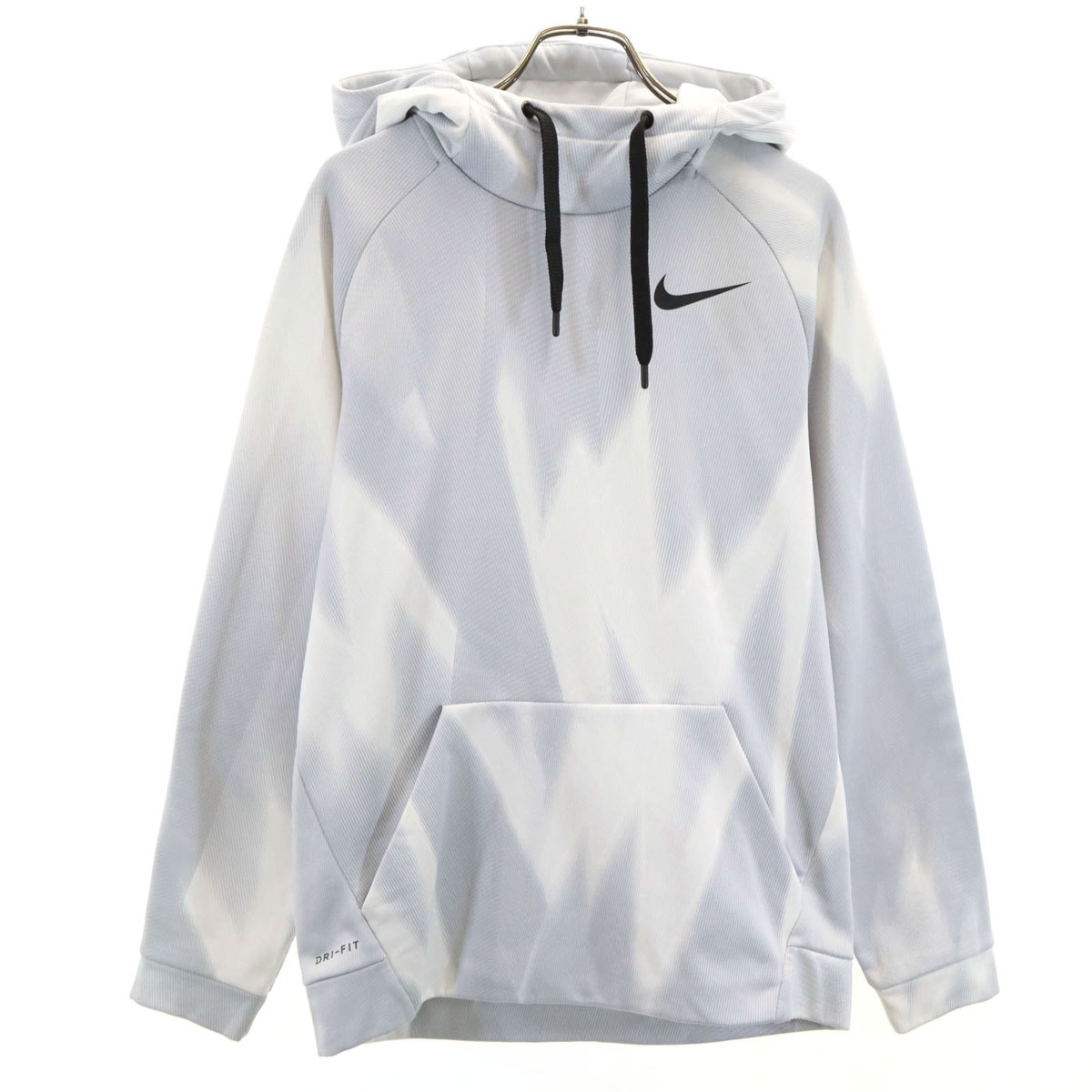 NIKE ナイキ 総柄 長袖 パーカー M グレー 裏起毛