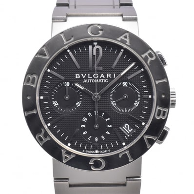 ブルガリ BVLGARI BB38SSCH ブルガリブルガリ クロノグラフ ブラック 自動巻き メンズ 良品 腕時計 L#150445