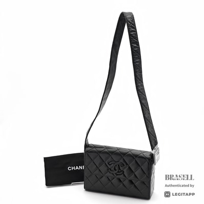 CHANEL シャネル マトラッセ ココマーク ショルダーバッグ Lambskin ブラック レディース