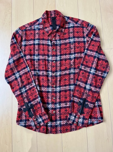 Chrome Hearts Loose End Cross Patch Cross Pattern Check L/S Shirt "Red/Black"