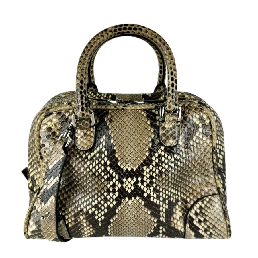 ロエベ LOEWE ハンドバッグ ショルダーバッグ アマソナ23 パイソン ブラウン レディース【中古】 z10711