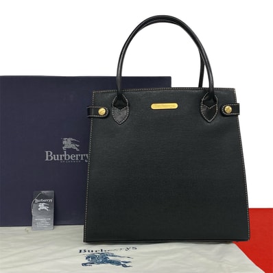 BURBERRY バーバリー ロゴ 金具 レザー ハンドバッグ ブラック
85771