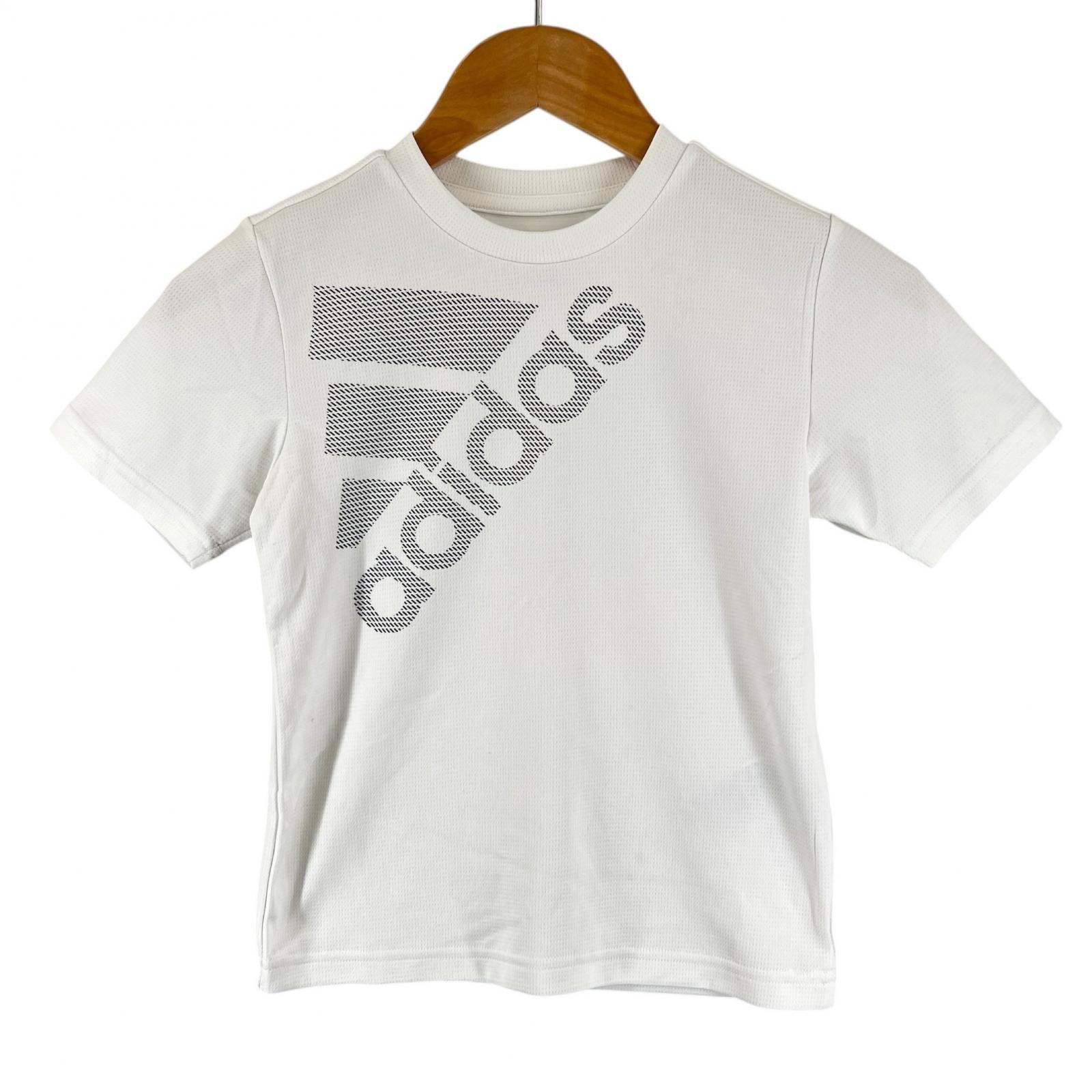 美品 adidas アディダス ブランドロゴ 春夏 SS 半袖Tシャツ ポリエステル ホワイト レディース 120【古着】【中古】