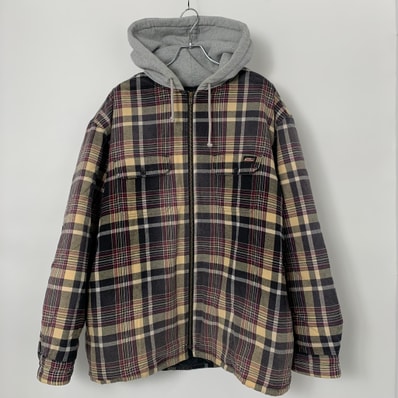 Supreme x Dickies Plaid Hooded Zip Up Shirt "Black"