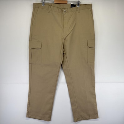 古着 美品 ディッキーズ Dickies ワークパンツ デッドストック タグ付き カーゴ 大きいサイズ ワンポイント w42 L32 ベージュ メンズ