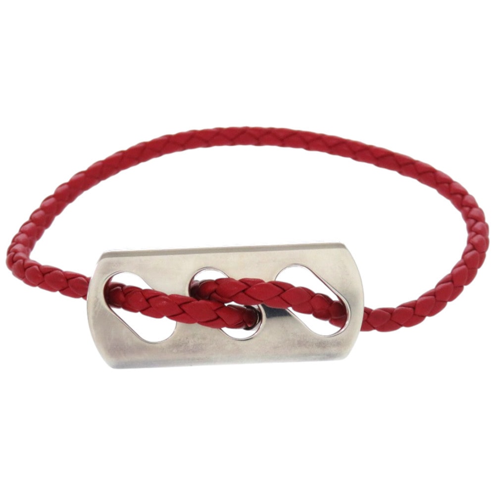 エルメス     レザー シルバー925 レッド   ブレスレット