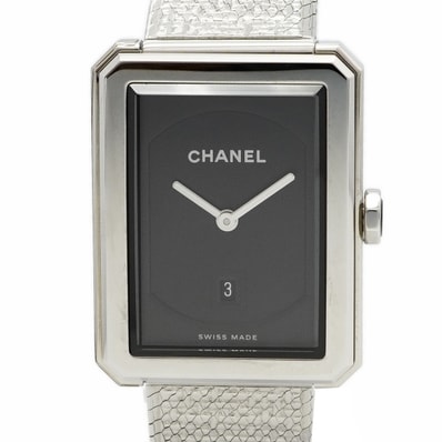 【6wce0397】シャネル ボーイフレンド ツイード H4878 黒文字盤【中古】腕時計 メンズ レディース ユニセックス