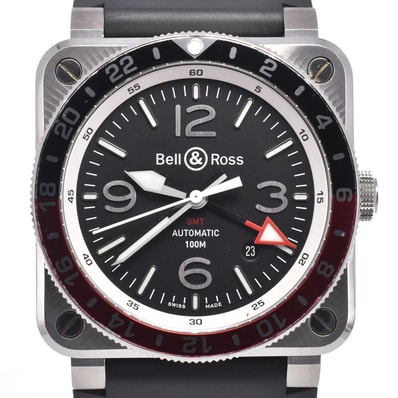 ベル&ロス Bell&Ross BR03-93-S アビエーション SS/ラバー ブラック 自動巻き メンズ 美品 箱・保証書付き 腕時計 G#147591