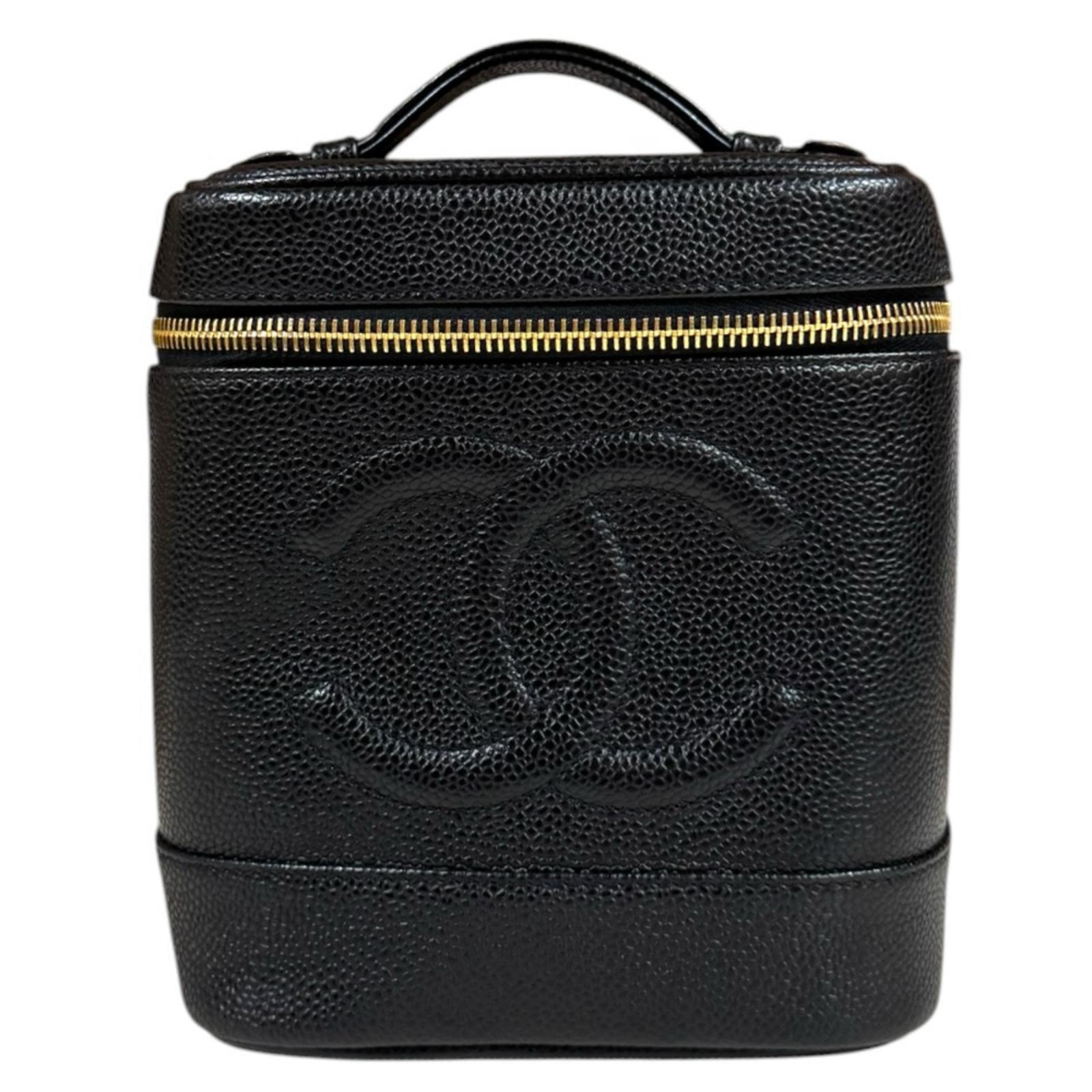 シャネル 縦型バニティ ココマーク ハンドバッグ キャビアスキン A01998 ブラック レディース CHANEL 中古