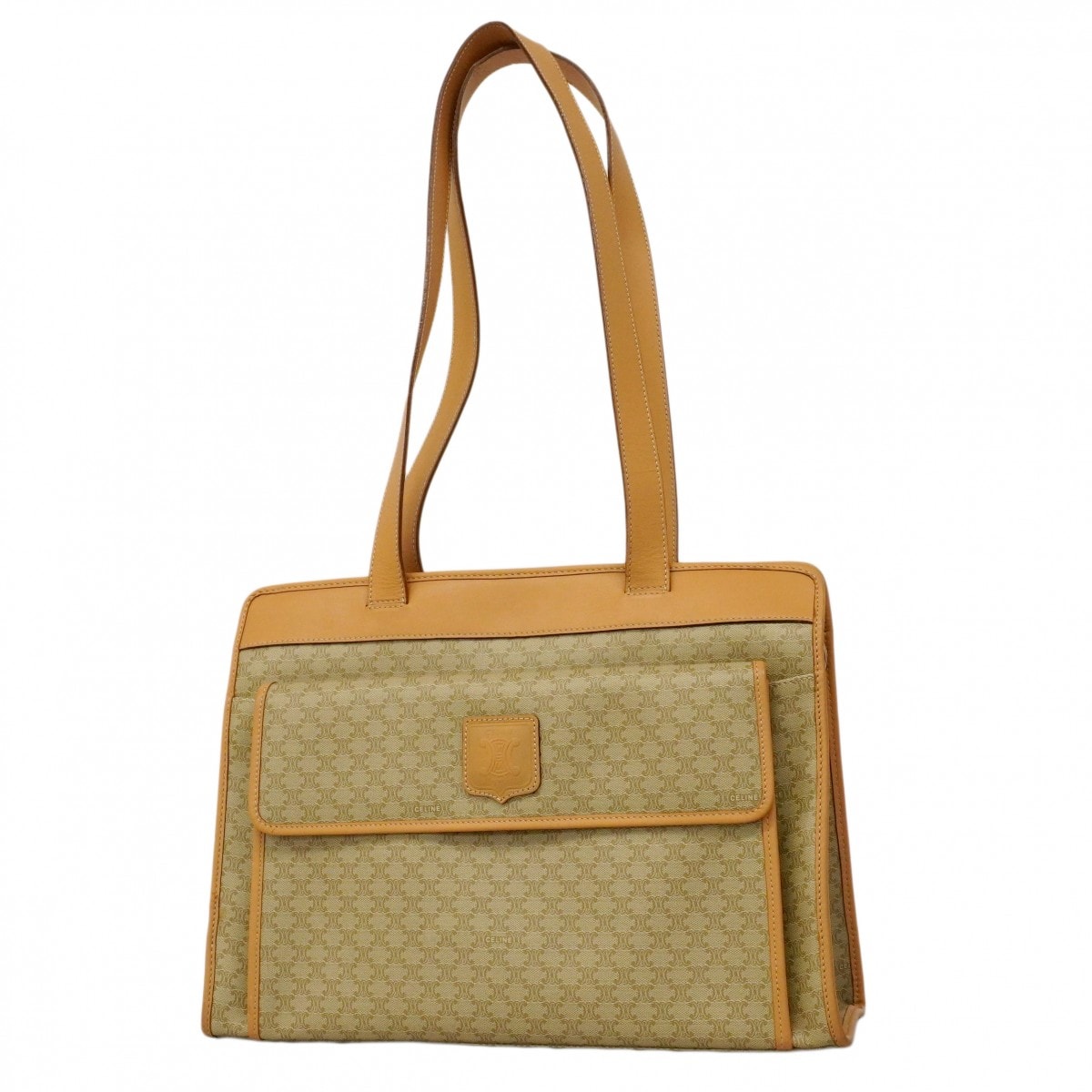 【6cd5664-k】セリーヌ トートバッグ マカダム PVC ブラウン ゴールド金具【中古】レディース