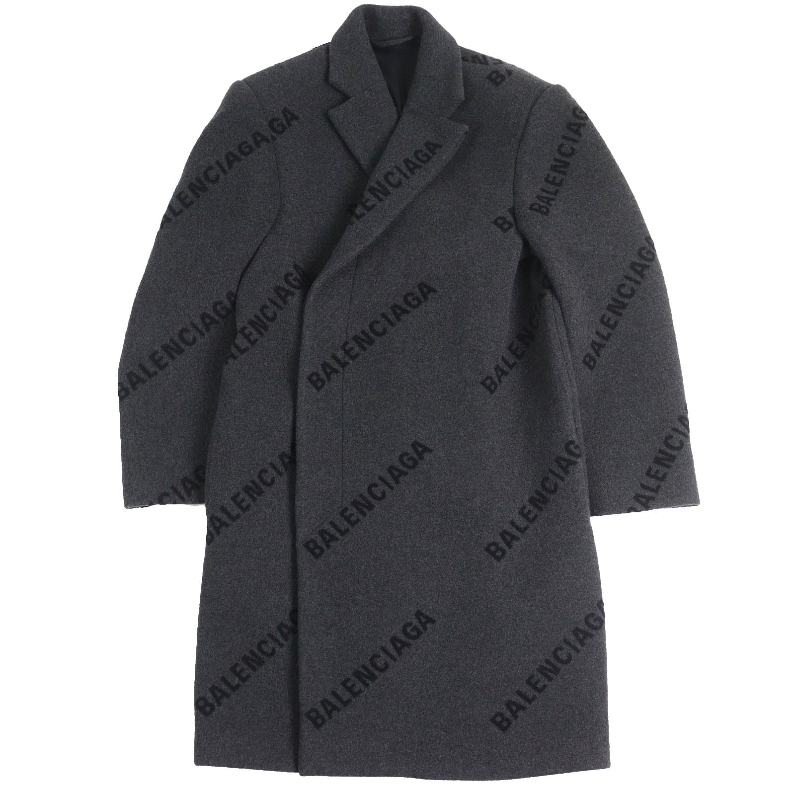 極美品 バレンシアガ
 コート SHIFTED COAT チャコールグレー ブラック メンズ 46 595272