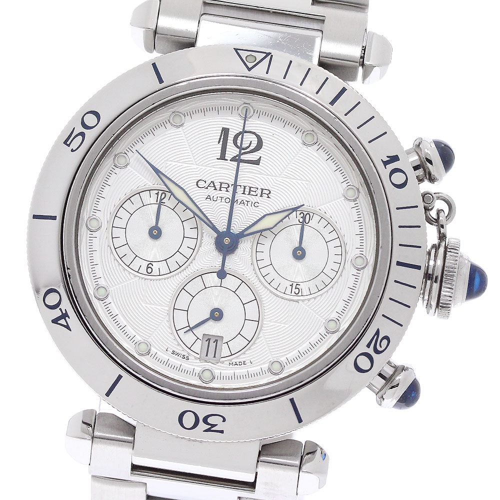 カルティエ パシャ38mm クロノグラフ W31030H3 メンズ 【中古】