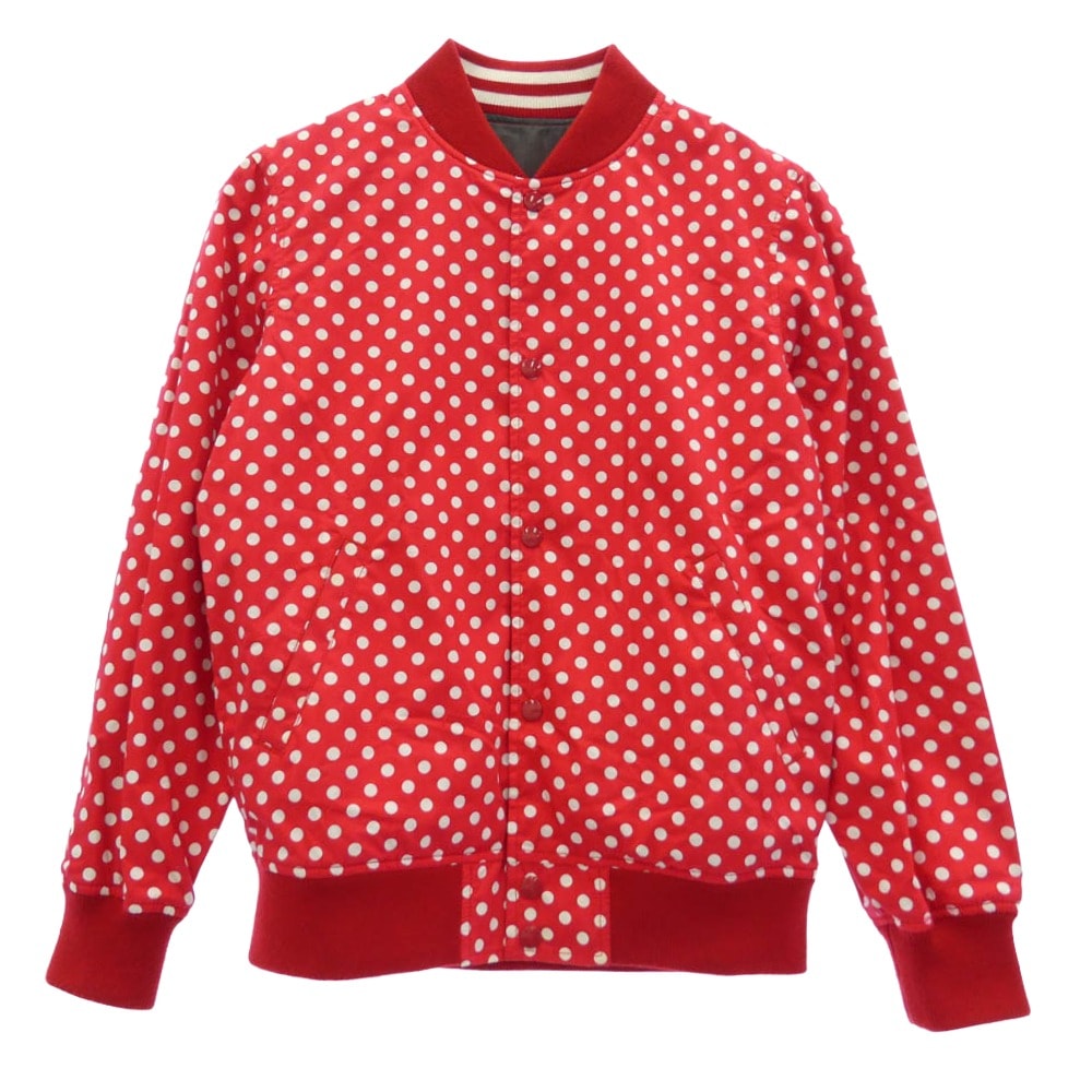 Supreme シュプリーム COMME des GARCONS コムデギャルソン 14SS COMME des GARCONS SHIRT Reversible Varsity Baseball Jacket ドットブルソン レッド系 ホワイト系 S【中古】
