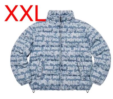 Supreme Fat Tip Jacquard Denim Puffer Jacket "Blue"