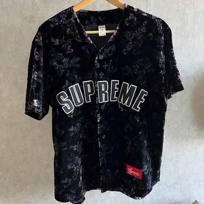 Supreme Floral Velour Baseball Jersey "Black"