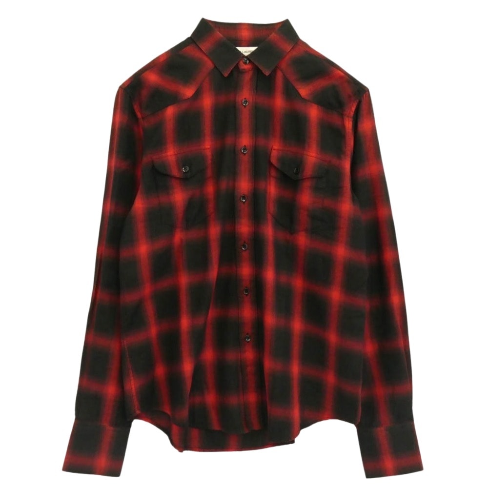 SAINT LAURENT サンローラン 長袖シャツ 16AW 455166 Y729B エディ期 オンブレチェック 長袖 シャツ レッド系 39【中古】