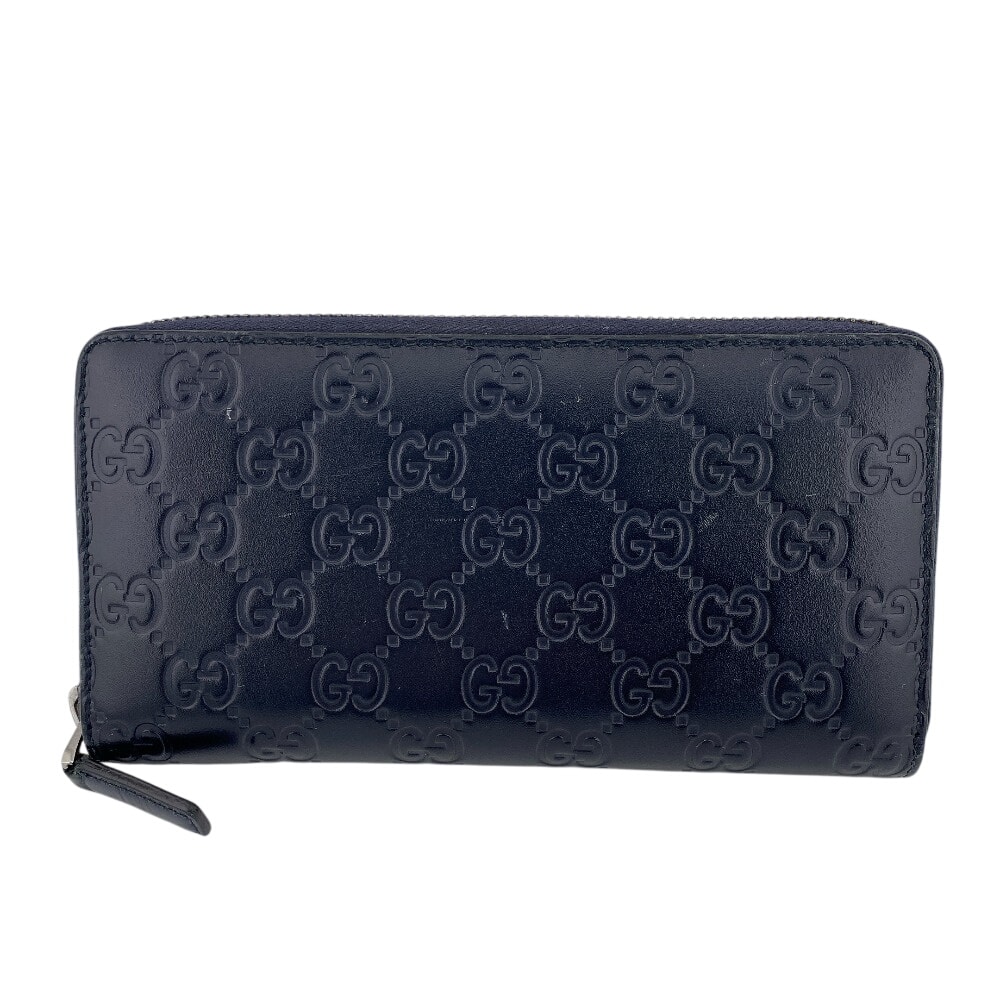 グッチ GUCCI 長財布 GGロゴ シマ ラウンドファスナー 307987 ネイビー