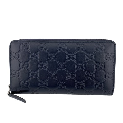 グッチ GUCCI 長財布 GGロゴ シマ ラウンドファスナー 307987 ネイビー