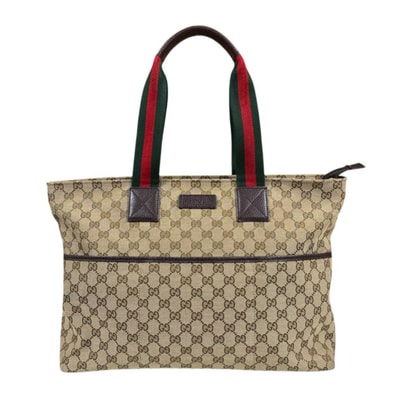 グッチ マザーズバッグ シェリーライン トートバッグ GGキャンバス 155524 ベージュ レディース GUCCI 中古