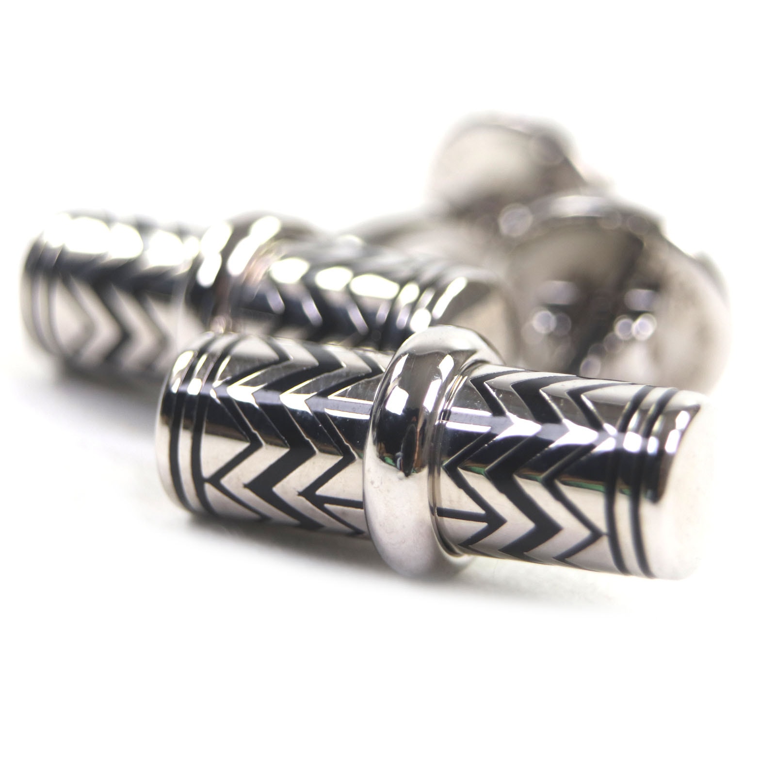 極美品 ルイヴィトン カフスボタン カフリンクス Vカラコラム シルバー メンズ M66948