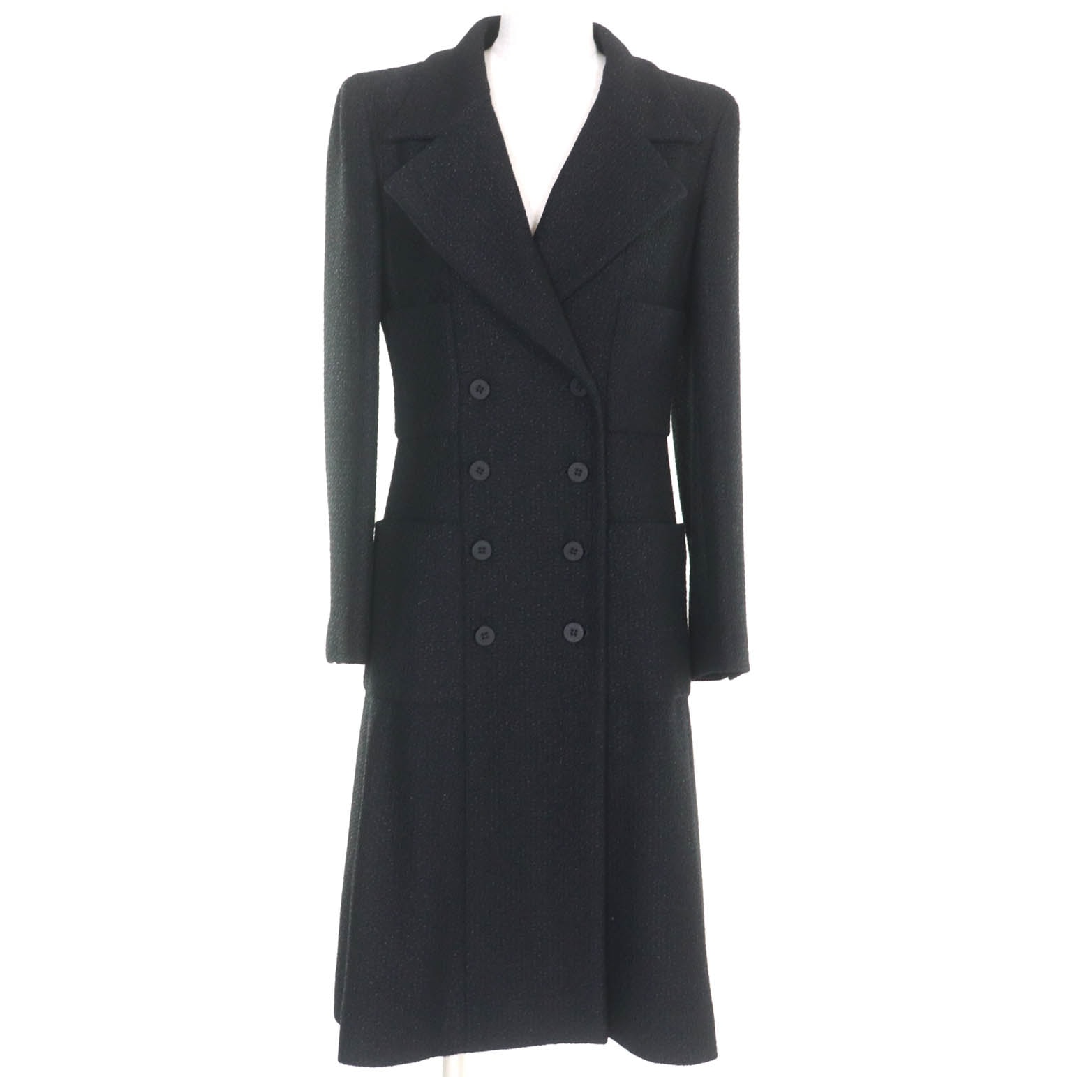 極美品 シャネル
 コート ブラック レディース 36 01A P18163