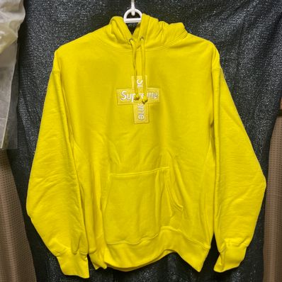 Supreme Cross Box Logo Hooded Sweatshirt "Yellow"