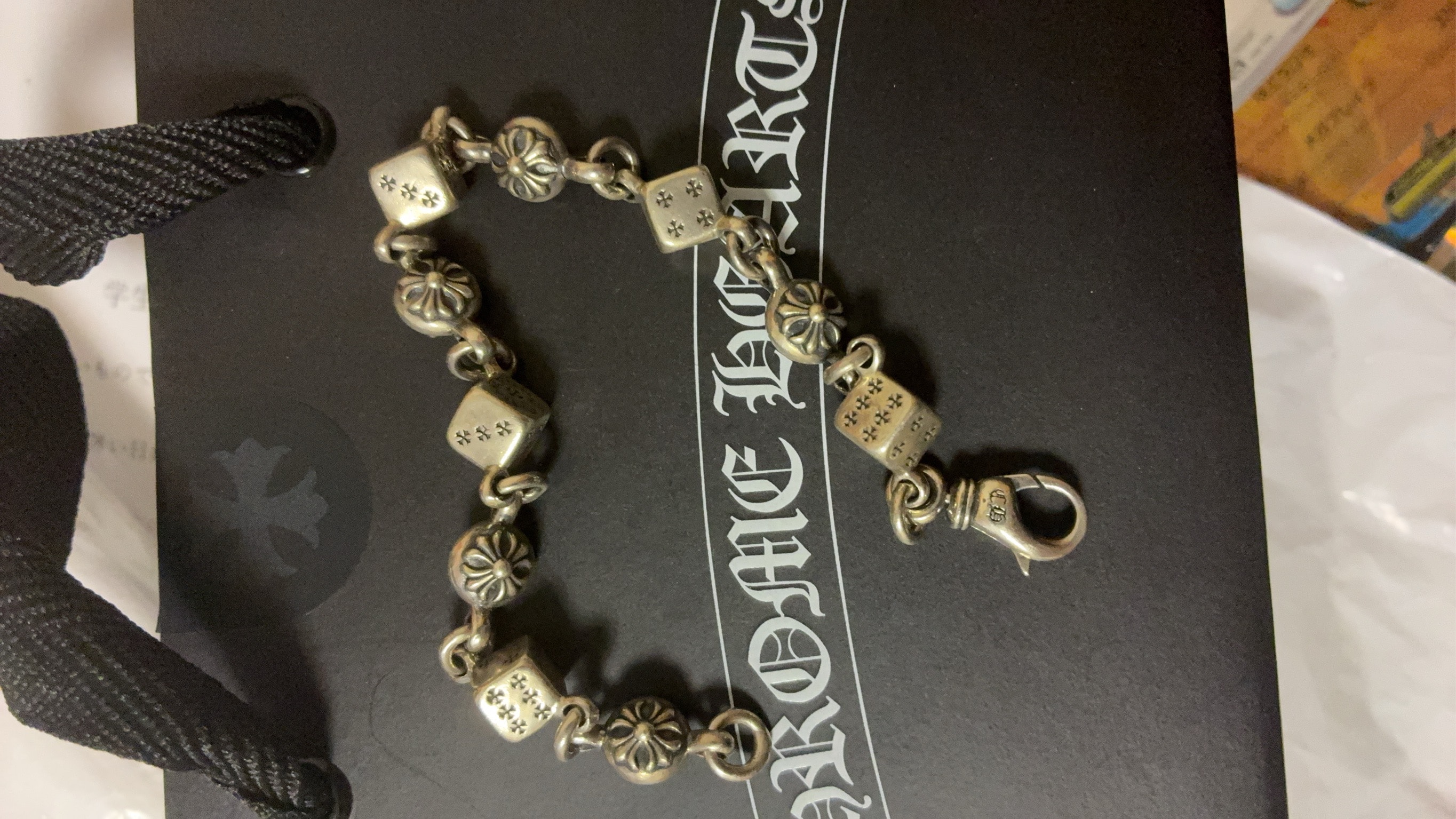 Chrome Hearts Dice and Cross Ball Bracelet "Silver"