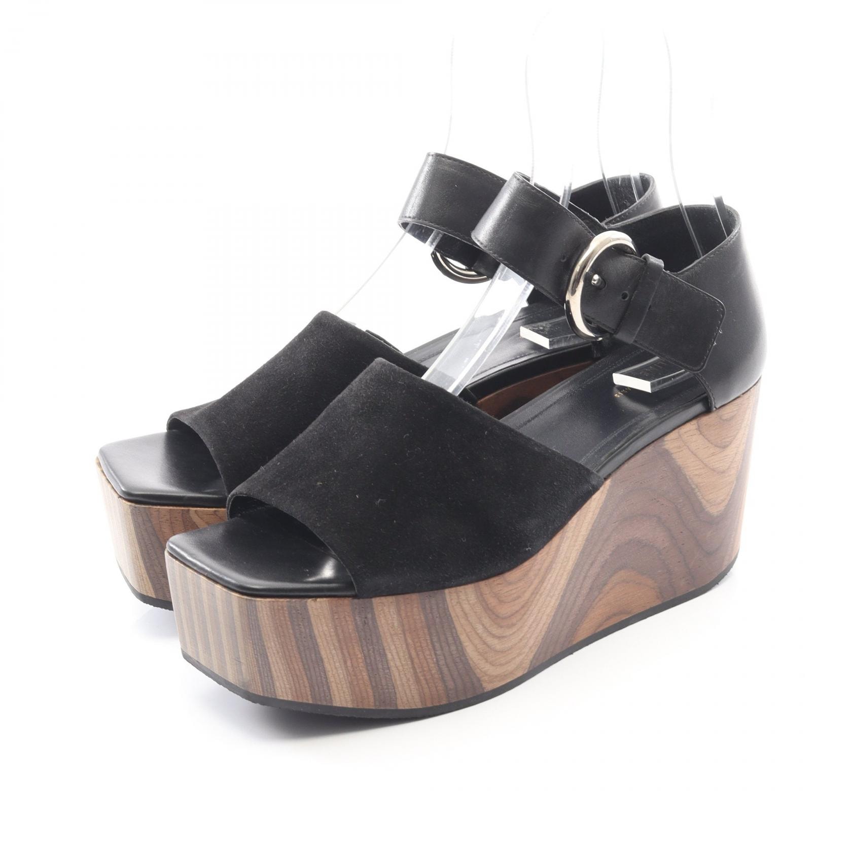 セリーヌ CELINE サンダル 靴 レザー スウェード レディース ブラック系 【中古】