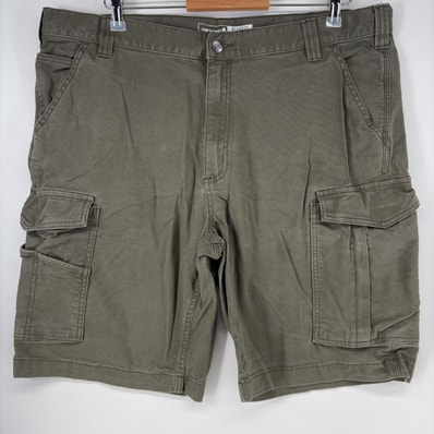 古着 カーハート Carhartt ダック ショートパンツ カーゴ サイドポケット ワンポイント ジップフライ ハーフ w40 グリーン系 メンズ