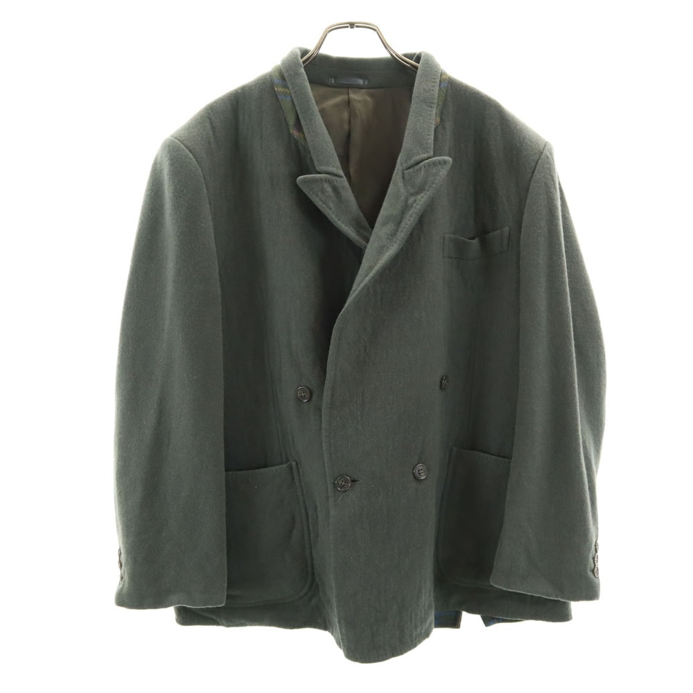 LANVIN ランバン 80s 90s ウールブレンド オールド テーラードジャケット S グレーカーキ 肩パッドあり