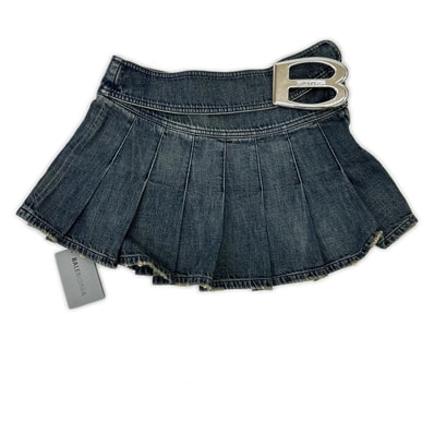 バレンシアガ 美品 国内正規 25FW 852329TTW76 FW25 Buckle Pleated skirt/バックルプリーティド 36