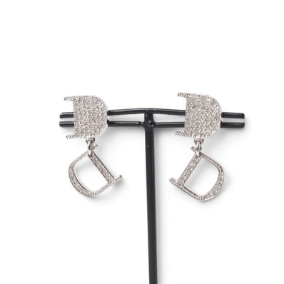 Christian Dior クリスチャンディオール ヴィンテージ イヤリング Dロゴ クリスタル パヴェ 両耳用 ブランド古着【中古】20260915/RB0724