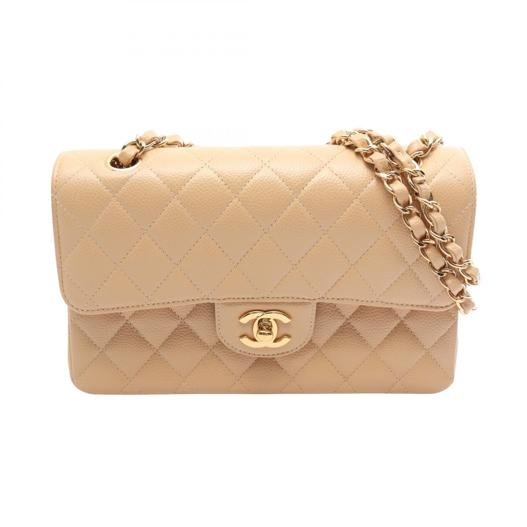 シャネル CHANEL マトラッセ Wフラップ ショルダーバッグ バッグ キャビアスキン(グレインドカーフ) レディース ベージュ系 【中古】