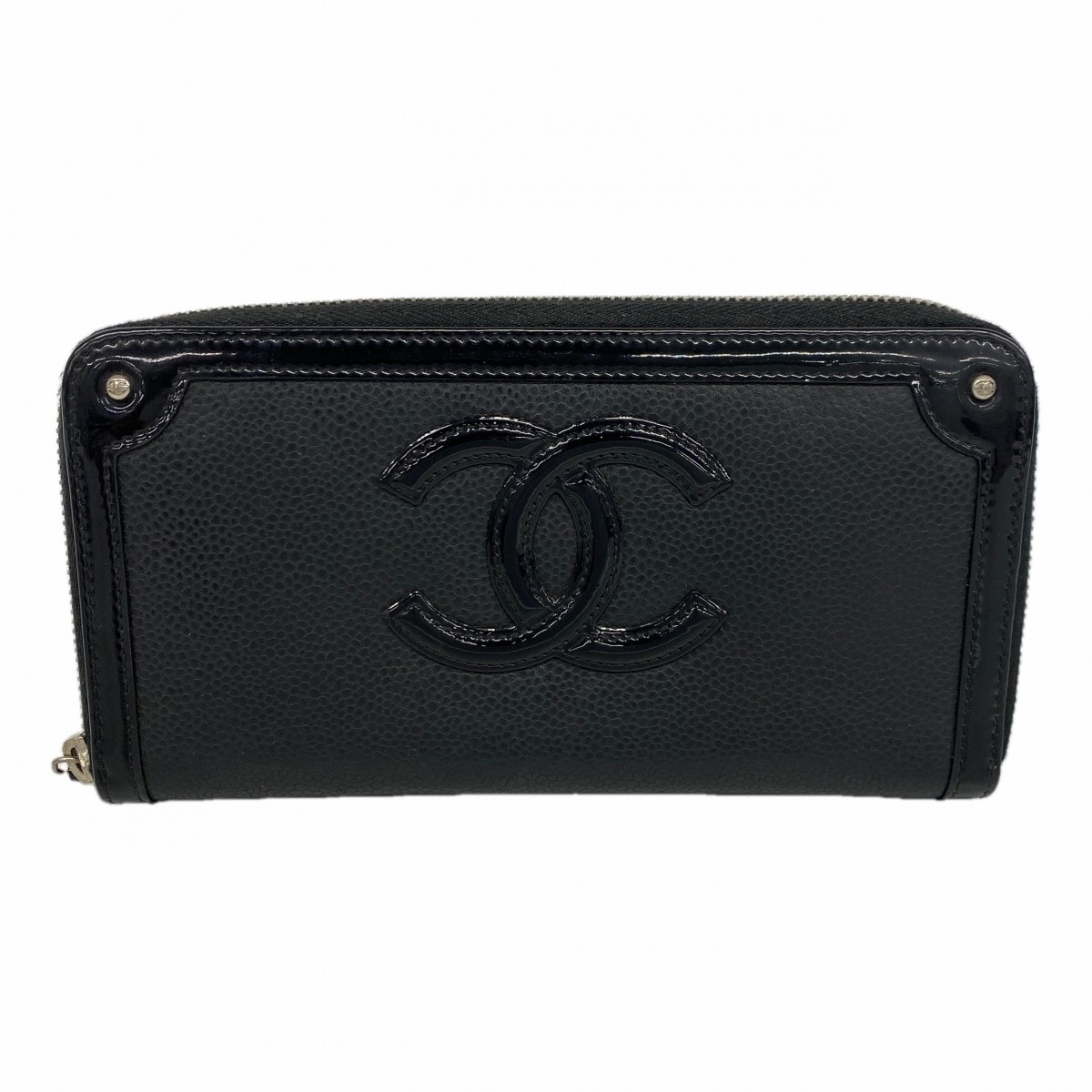 【6dc2897-k】シャネル 長財布 レザー ブラック シルバー金具【中古】レディース