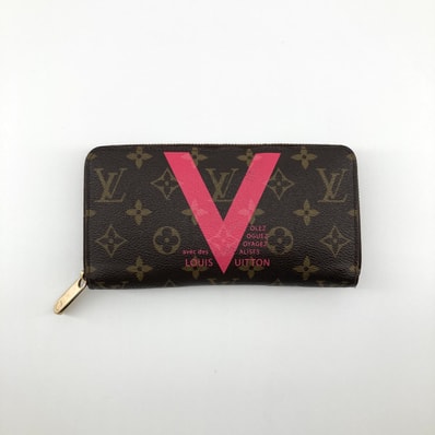LOUIS VUITTON(ルイ・ヴィトン) ジッピーウォレット モノグラムV グルナード ラウンドファスナー M60936 長財布 ブラウン×ピンク