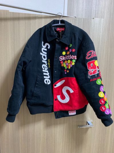 Supreme / Skittles / Mitchell & Ness Varsity Jacket "Black"