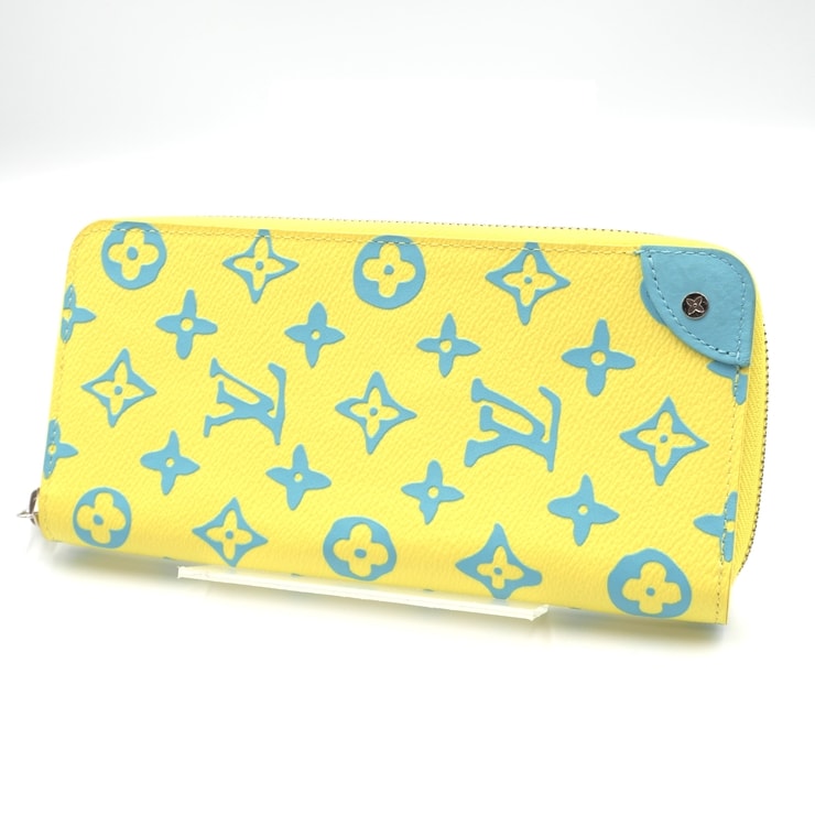 LOUIS VUITTON(ルイ・ヴィトン)ジッピーウォレット・ヴェルティカル モノグラム・プレイグラウンド 長財布 イエロー ブルー シルバー金具 M82005 メンズ【中古】
