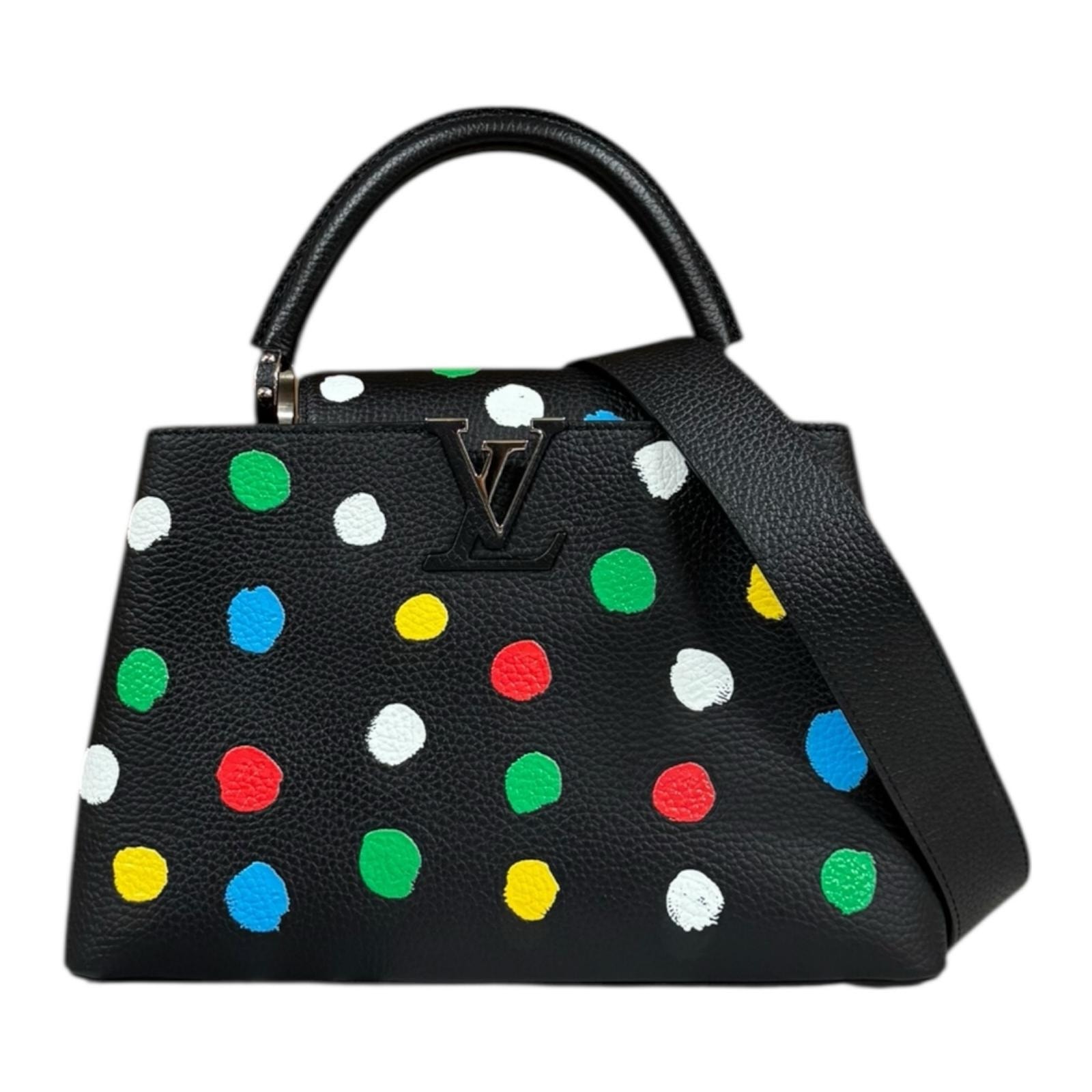 Louis Vuitton x Yayoi Kusama Capucines MM Taurillon Leather Painted Dots "Noir"
