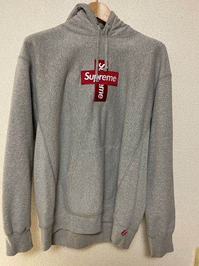 Supreme Cross Box Logo Hooded Sweatshirt "Grey"