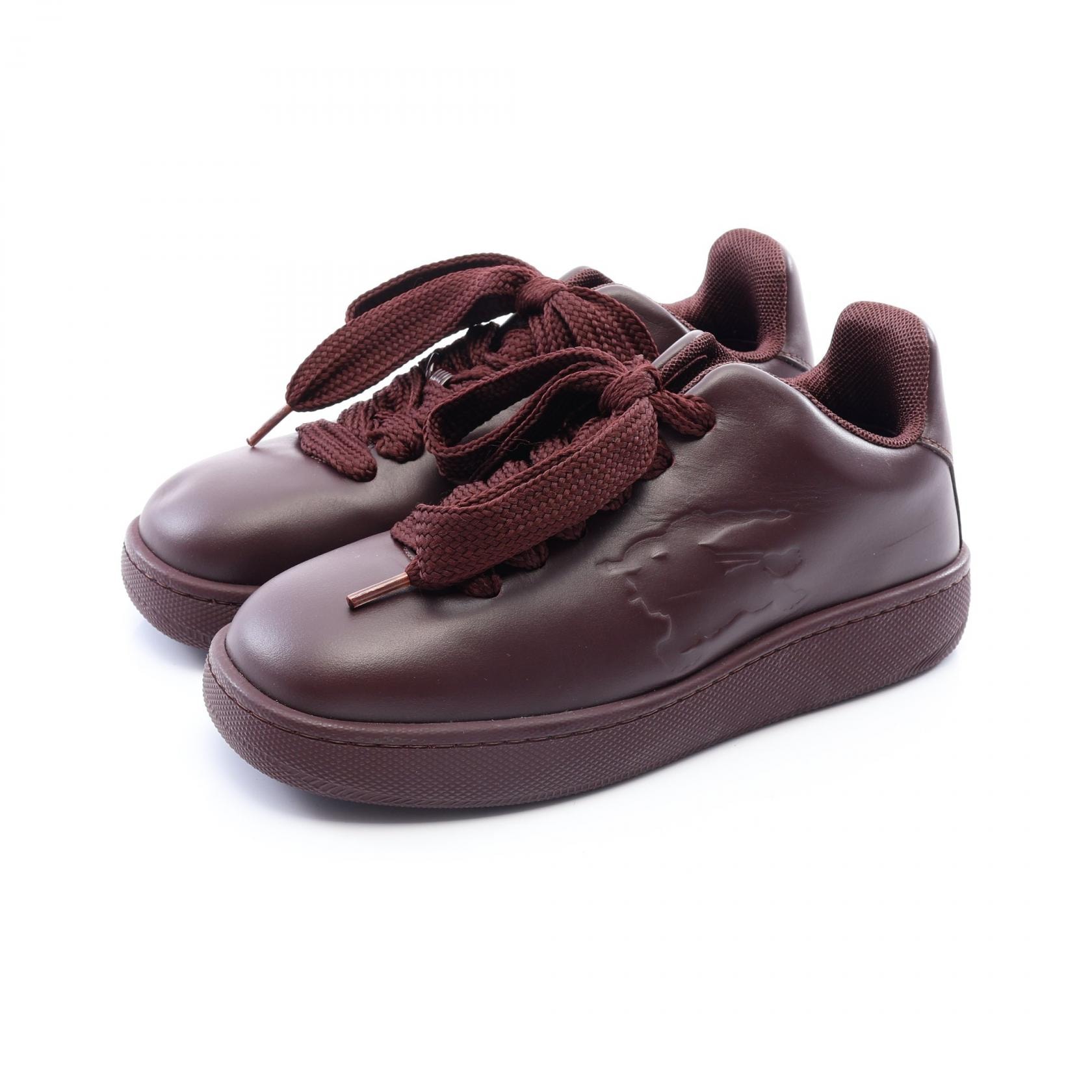 バーバリー BURBERRY レザーボックス スニーカー 靴 レザー メンズ ボルドー系 【中古】
