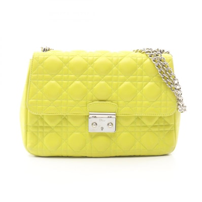 ディオール Dior ニューロック カナージュ ネオンカラー ショルダーバッグ バッグ レザー レディース グリーン系 【中古】