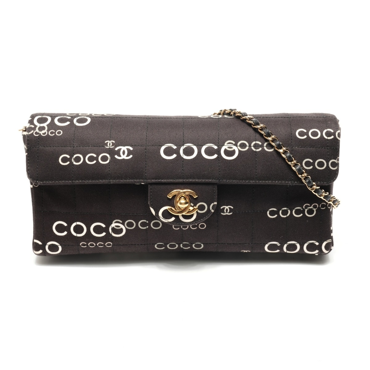 シャネル CHANEL 7番台 2002-2003 キャンバス イーストウェスト チョコバー ショルダーバッグ【中古】