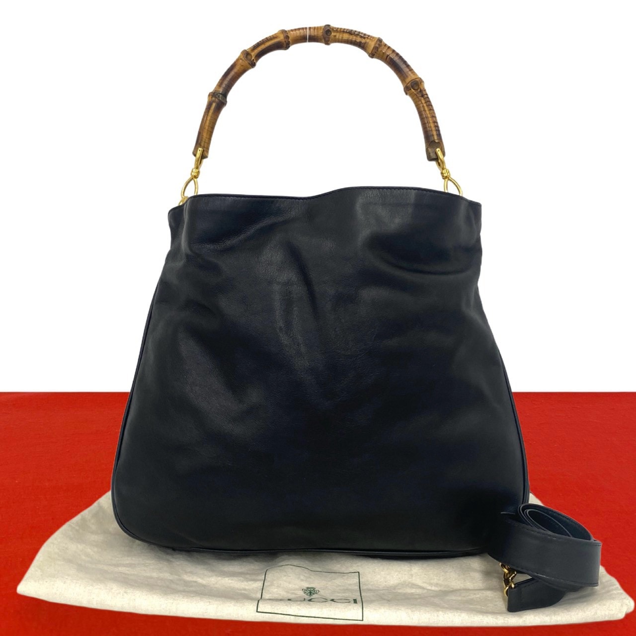 GUCCI グッチ バンブー レザー ショルダーバッグ ブラック
32864