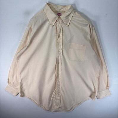 古着 80's/80年代 ヴィンテージ ブルックスブラザーズ Brooks Brothers 長袖シャツ ボタンダウン 6ボタン L イエロー系 無地 メンズ
